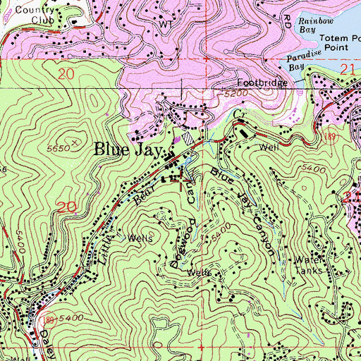 Topographic Map of Dogwood Canyon, CA