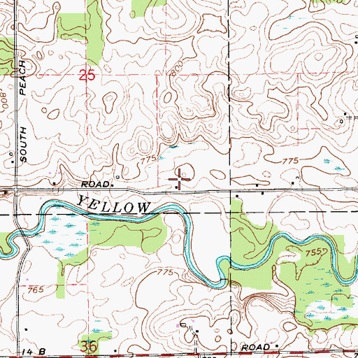 Topographic Map of Cowen Farms, IN