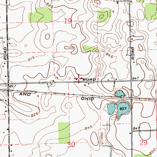 Topographic Map of Davenport Farms, IN
