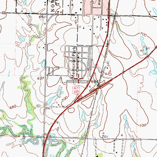 Topographic Map of Armstrong - Journeycake Cemetery, OK
