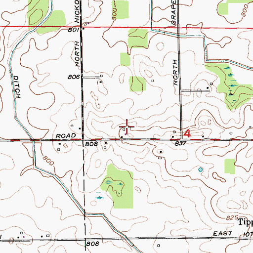 Topographic Map of Double K Farms, IN