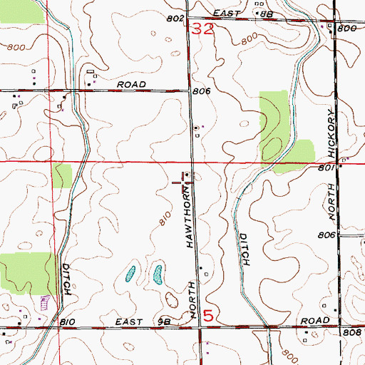 Topographic Map of Kaiser Farms, IN