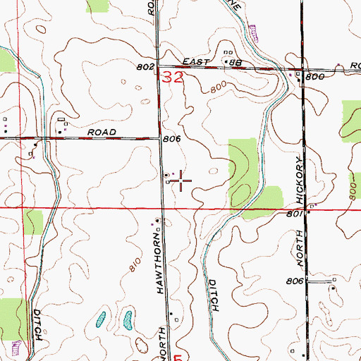Topographic Map of Motz Farms, IN