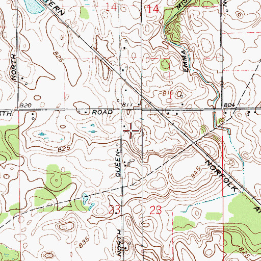 Topographic Map of Sunny Acres, IN
