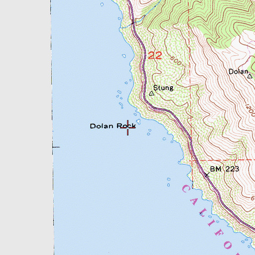 Topographic Map of Dolan Rock, CA