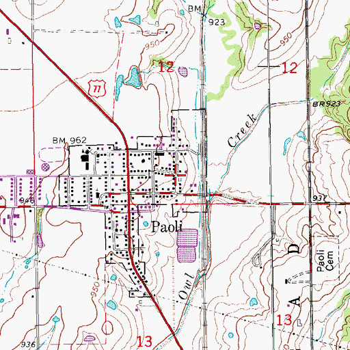 Topographic Map of Dulin and Walner Cemetery, OK