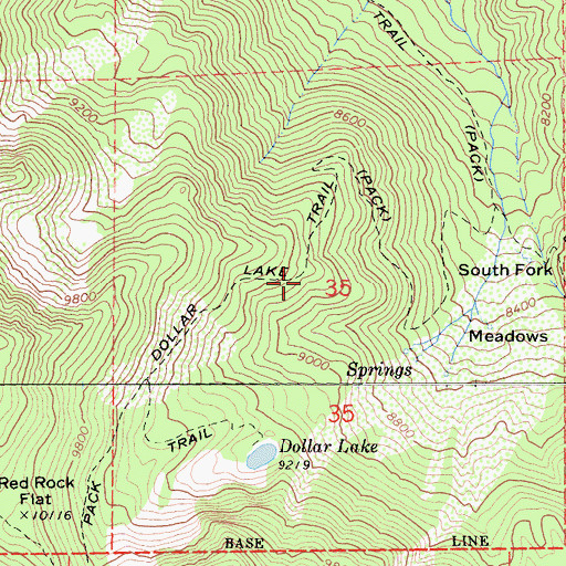 Topographic Map of Dollar Lake Trail, CA