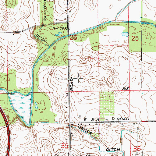 Topographic Map of Price Nurseries, IN