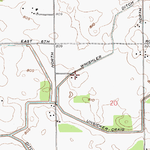 Topographic Map of Unsicker Farms, IN