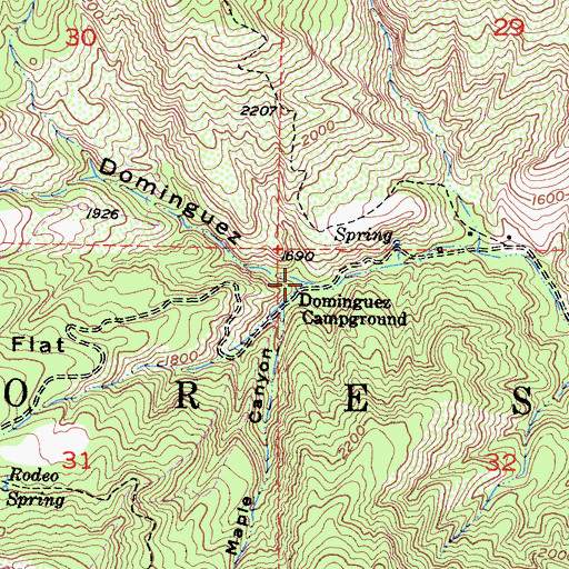 Topographic Map of Dominguez Campground, CA