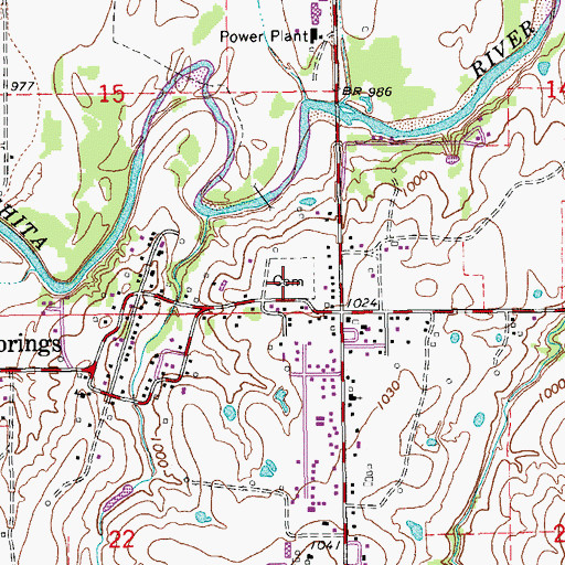 Topographic Map of Erin Springs Cemetery, OK