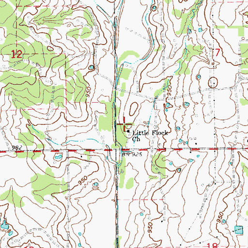 Topographic Map of Little Flock Cemetery, OK