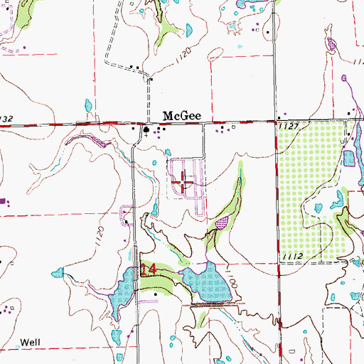 Topographic Map of McGee Cemetery, OK
