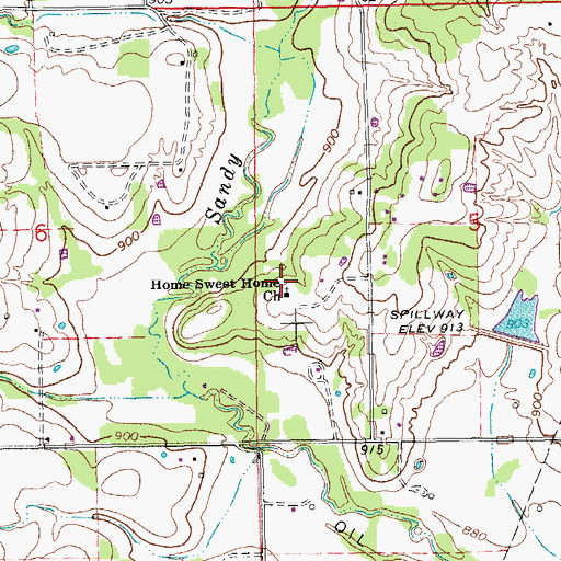 Topographic Map of Sweet Home Cemetery, OK