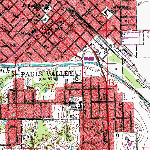 Topographic Map of The Old Cemetery, OK
