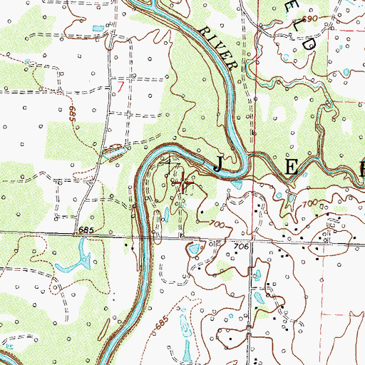 Topographic Map of Delaware Cemetery, OK