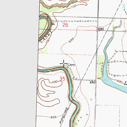 Topographic Map of Lenno Cemetery, OK