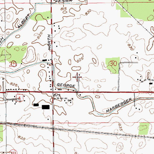 Topographic Map of Koontz Farm, IN