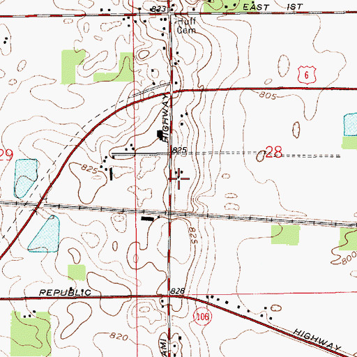 Topographic Map of Miami Hill Farms, IN