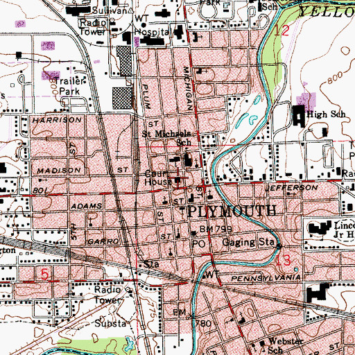 Topographic Map of Marshall County Court House, IN
