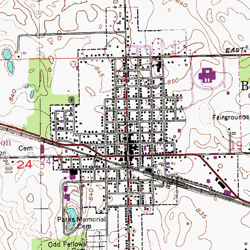 Topographic Map of Bourbon Public Library, IN