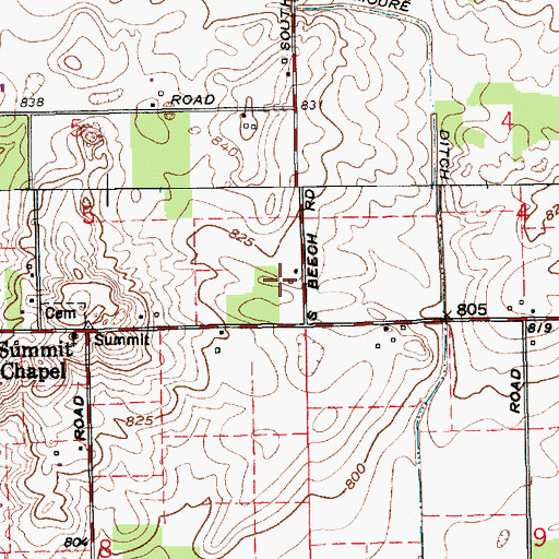 Topographic Map of Apple Farms, IN