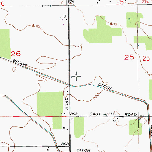 Topographic Map of Clauss Farms, IN