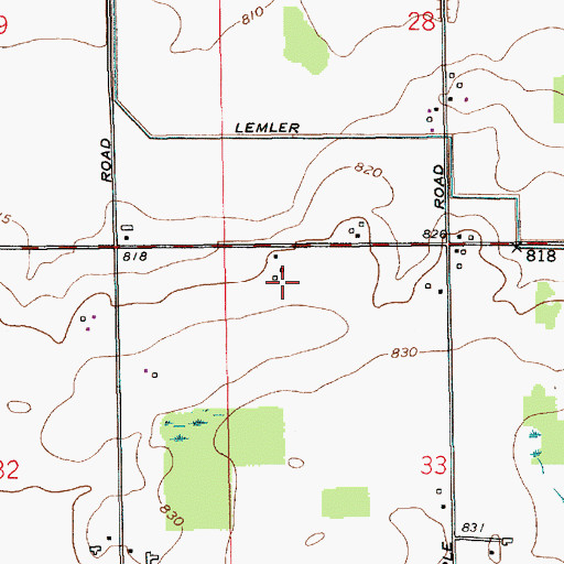 Topographic Map of Miller Farms, IN