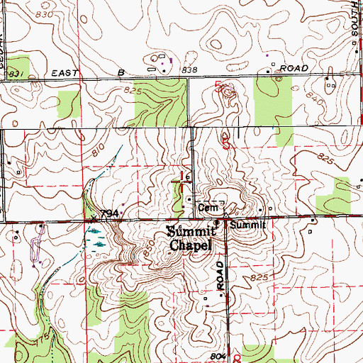 Topographic Map of Feldman Farms, IN