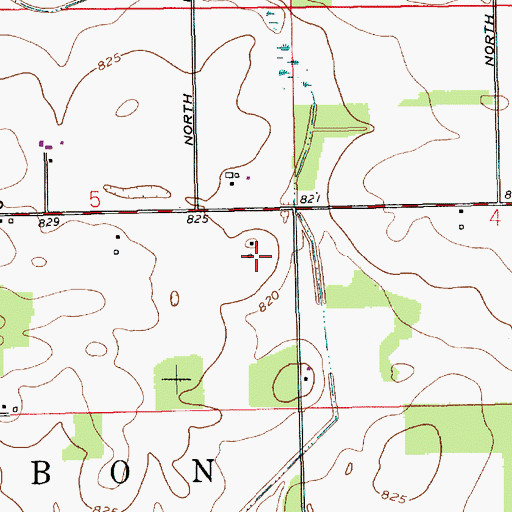 Topographic Map of Hanes Farms, IN