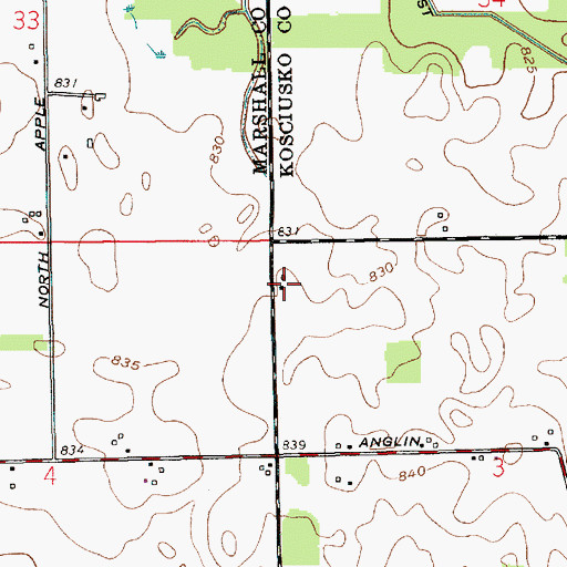 Topographic Map of Lemlar Farms, IN
