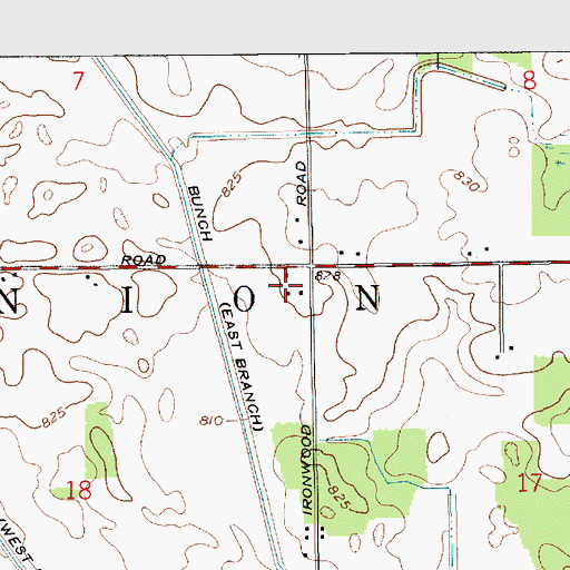 Topographic Map of Klotz Tree Farm, IN