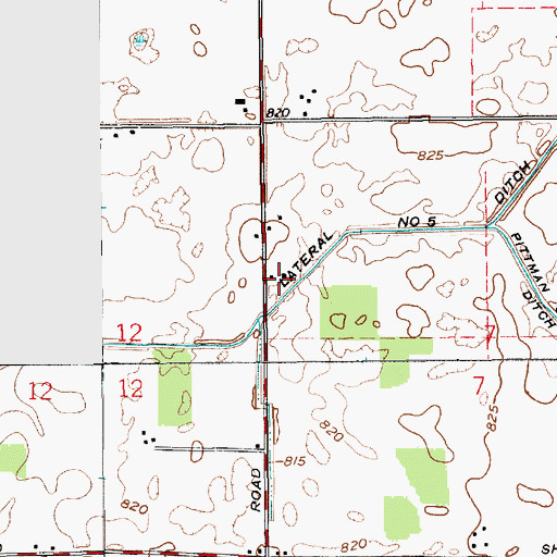 Topographic Map of Phelps Farms, IN