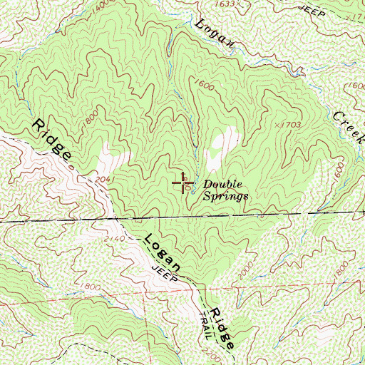 Topographic Map of Double Springs, CA