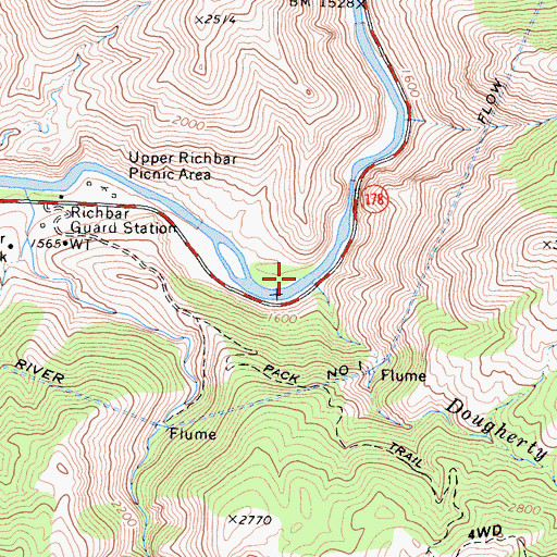 Topographic Map of Dougherty Creek, CA