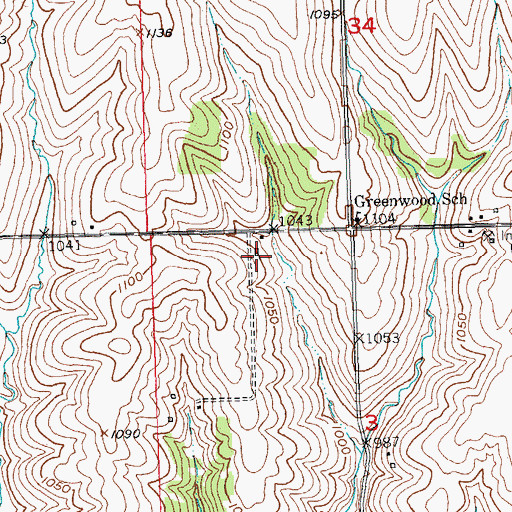 Topographic Map of Austin Farms, WI