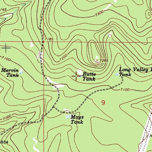 Topographic Map of Butte Tank, AZ