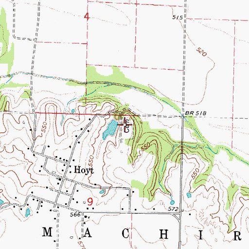 Topographic Map of Hoyt Cemetery, OK