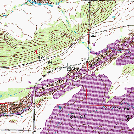 Topographic Map of Simon Isaac Cemetery, OK