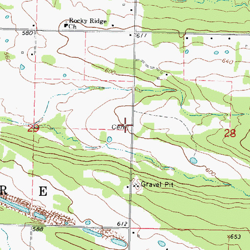 Topographic Map of Vance Cemetery, OK
