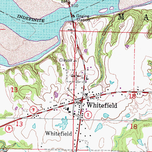 Topographic Map of Whitefield Cemetery, OK