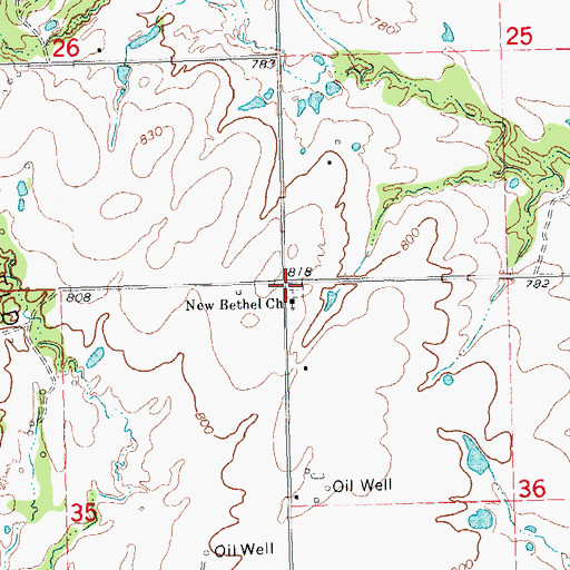 Topographic Map of New Bethel Cemetery, OK