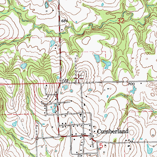Topographic Map of Cumberland Cemetery, OK