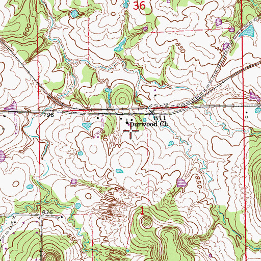 Topographic Map of Durwood Cemetery, OK