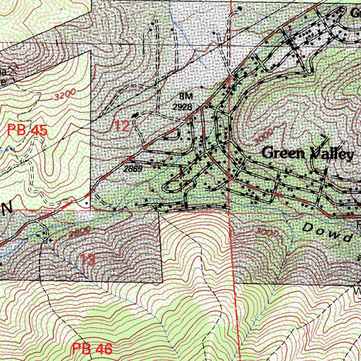 Topographic Map of Dowd Canyon, CA