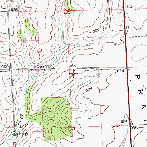 Topographic Map of Prairie View Farms, WI