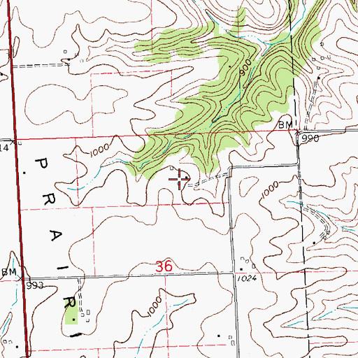 Topographic Map of Prairie Dell Stock Farm, WI