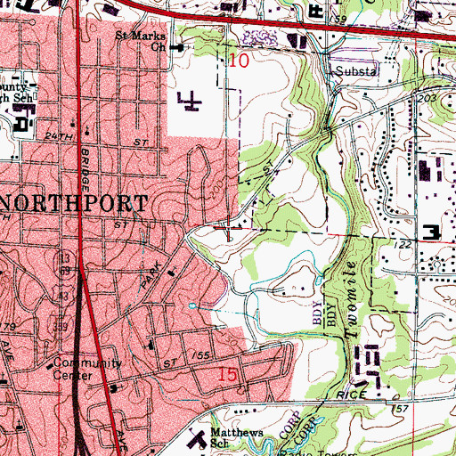 Topographic Map of City of Northport George Rose Fire Station, AL