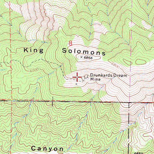 Topographic Map of Drunkards Dream Mine, CA