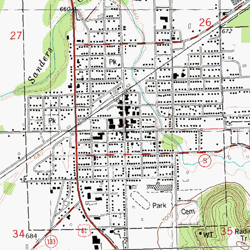 Topographic Map of Hildebrand Memorial Library, WI